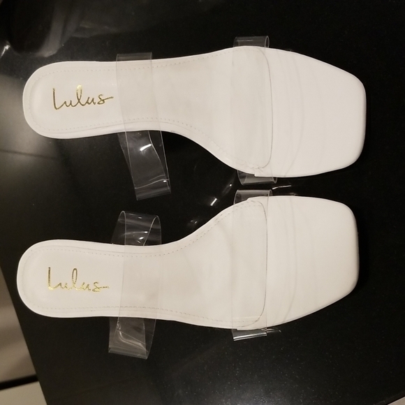 💕LULU'S💕 Arielah White Vinyl High Heel Slide Sandals ~ 8.5 New Without Box - Picture 7 of 14